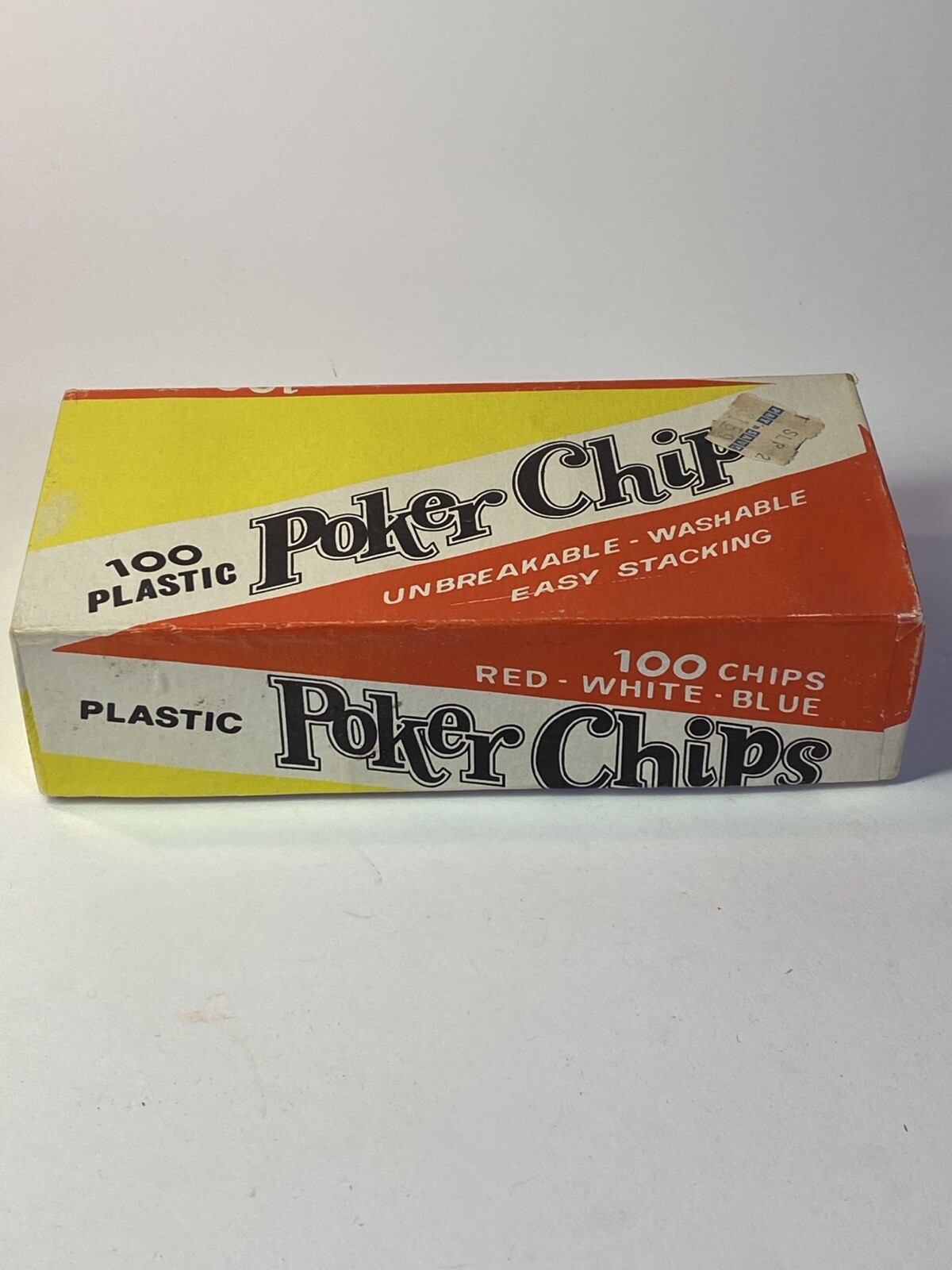 Poker Chips Box Plastic 100 Chips Red White Blue Complete Vtg 1960’s