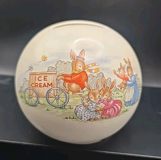 Bunnykins Royal Dalton Money Round Ball Bank With Stopper  Bunnies Ice Cream