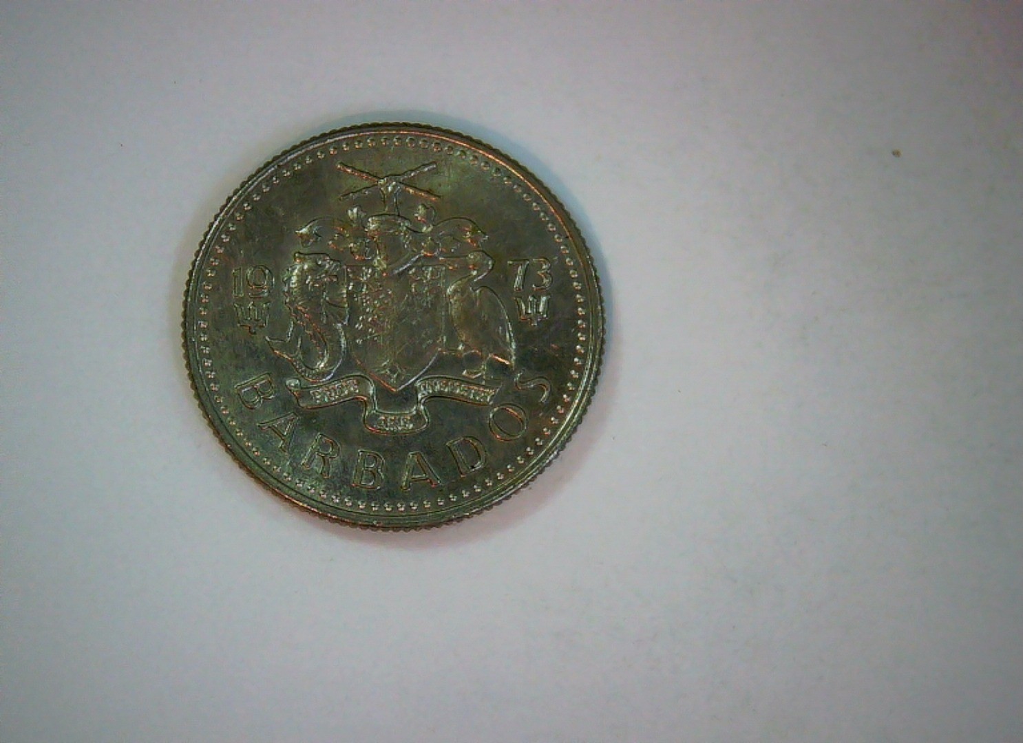 Barbados 1973 10 Cents Barbados 10 Cents (Flying fish / Coat of arms) Coin