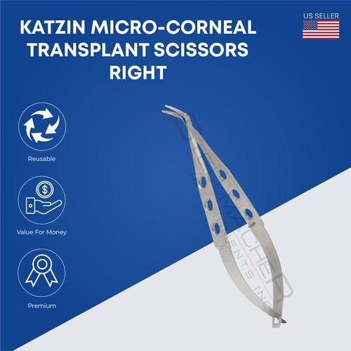 Katzin Micro Corneal Scissor Forceps Scissors 10cm Right Surgical Tools