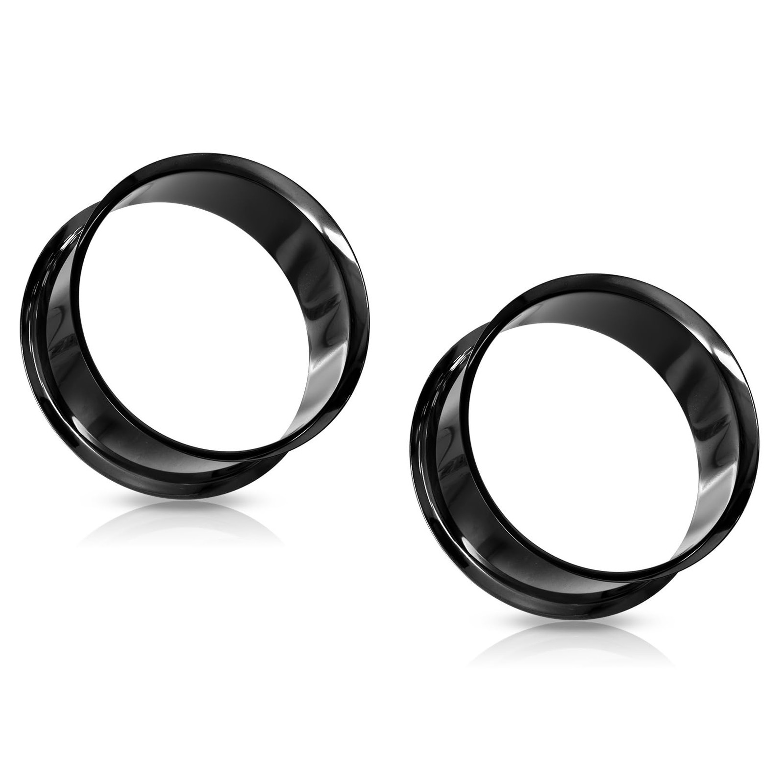 PVD Coated 316L Stainless Steel Double Flared Tunnels, Sold as a Pair Black, ...