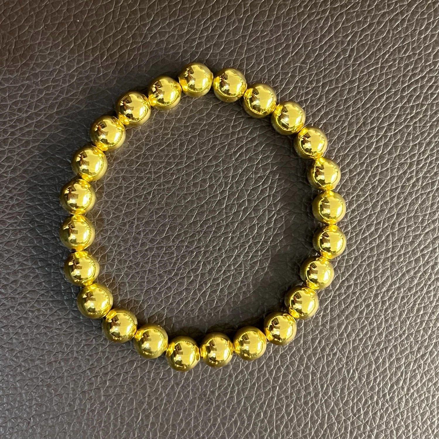 New Personalized Boutique 10K Yellow Gold Over Beaded Bracelet For Women's 7"