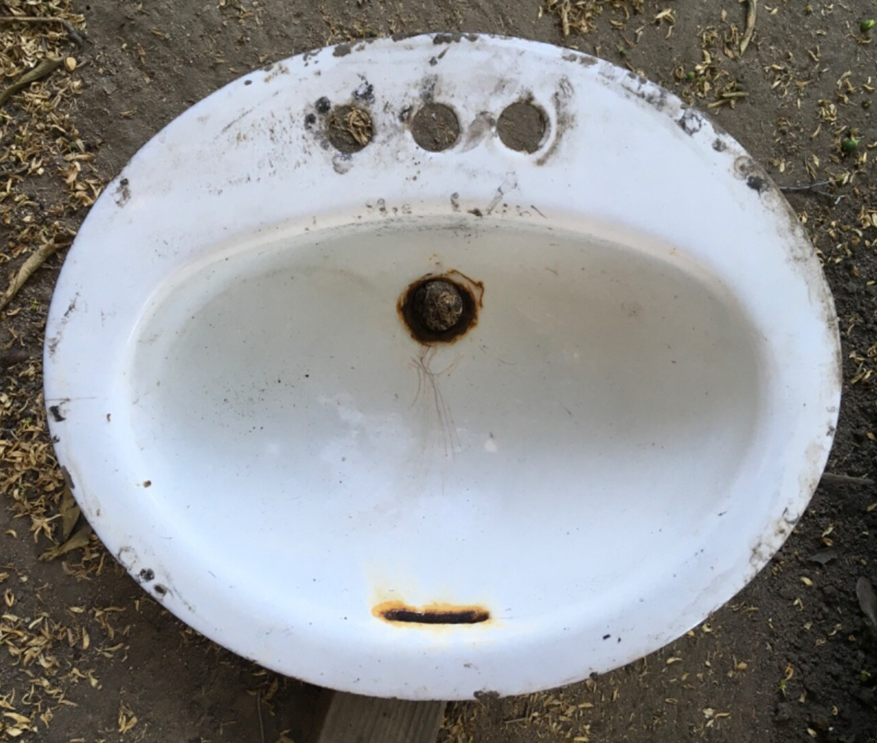 Vintage 19” American Standard Cast Iron Bathroom Oval Round Sink Wear Damage