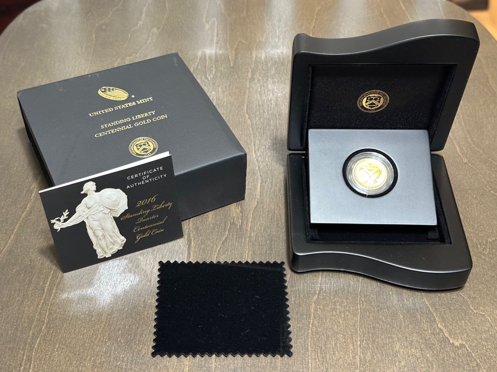 2016 American Gold Standing Liberty Quarter Coin With Box