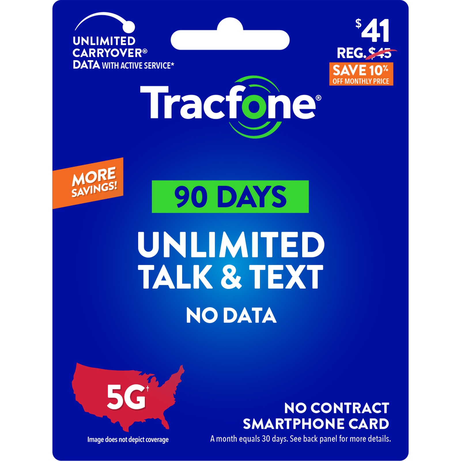 Tracfone $41 Unlimited Talk & Text 90-Day - Prepaid Plan[Physical Delivery]