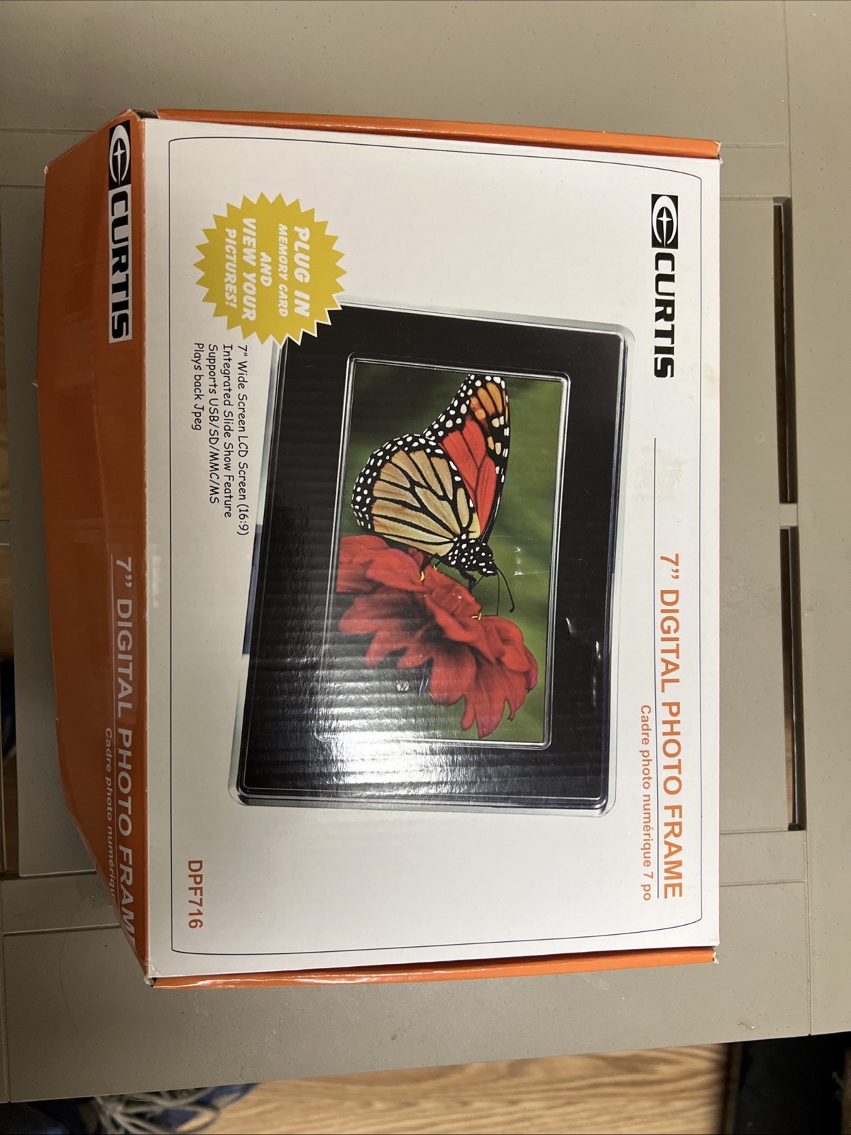 NEW Curtis DPB702A 7" LCD Digital Picture Frame WIRELESS REMOTE BLACK WOOD