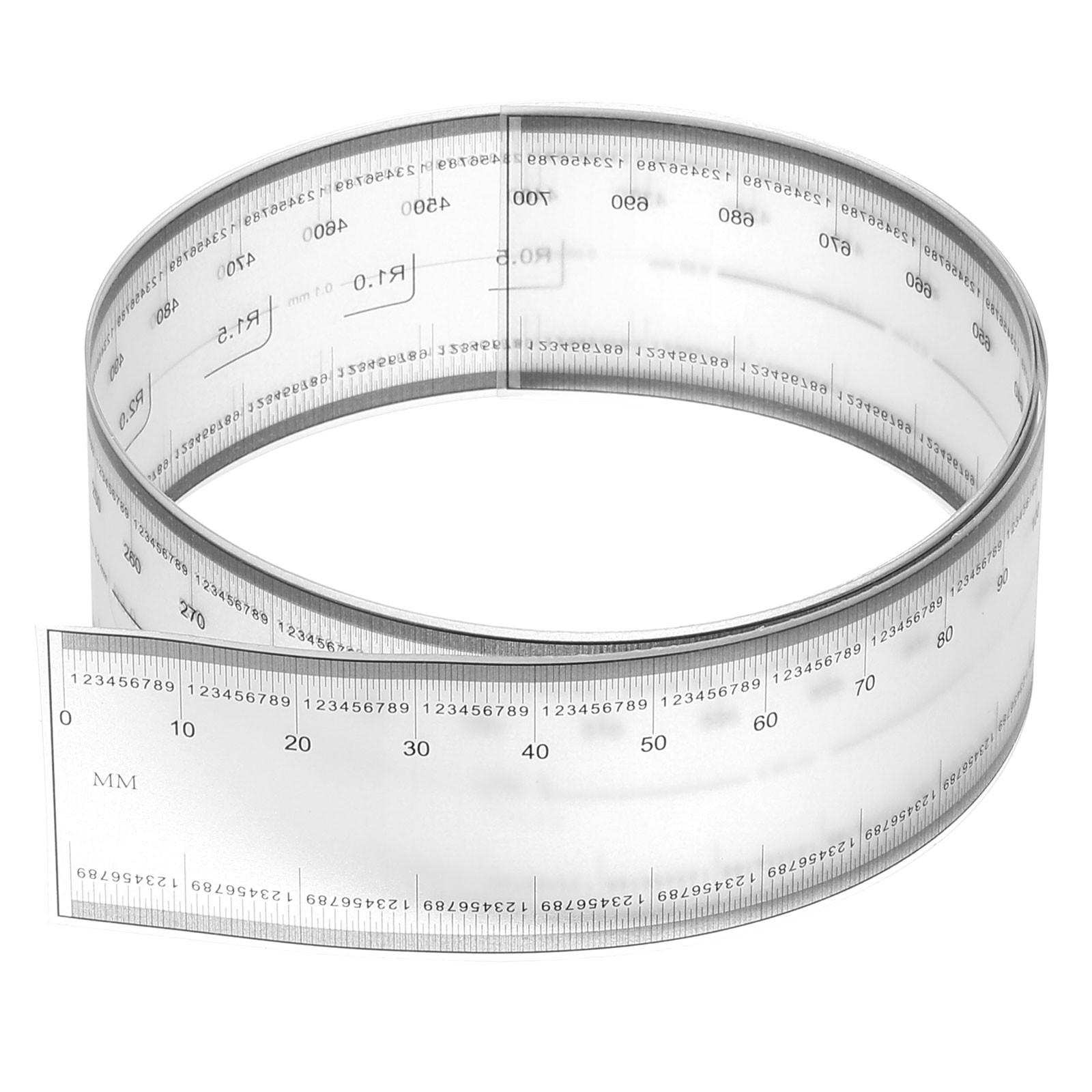 Film Flexible Ruler 70cm 0.1mm Scale with R Angle and Width Lines, 1 Pcs