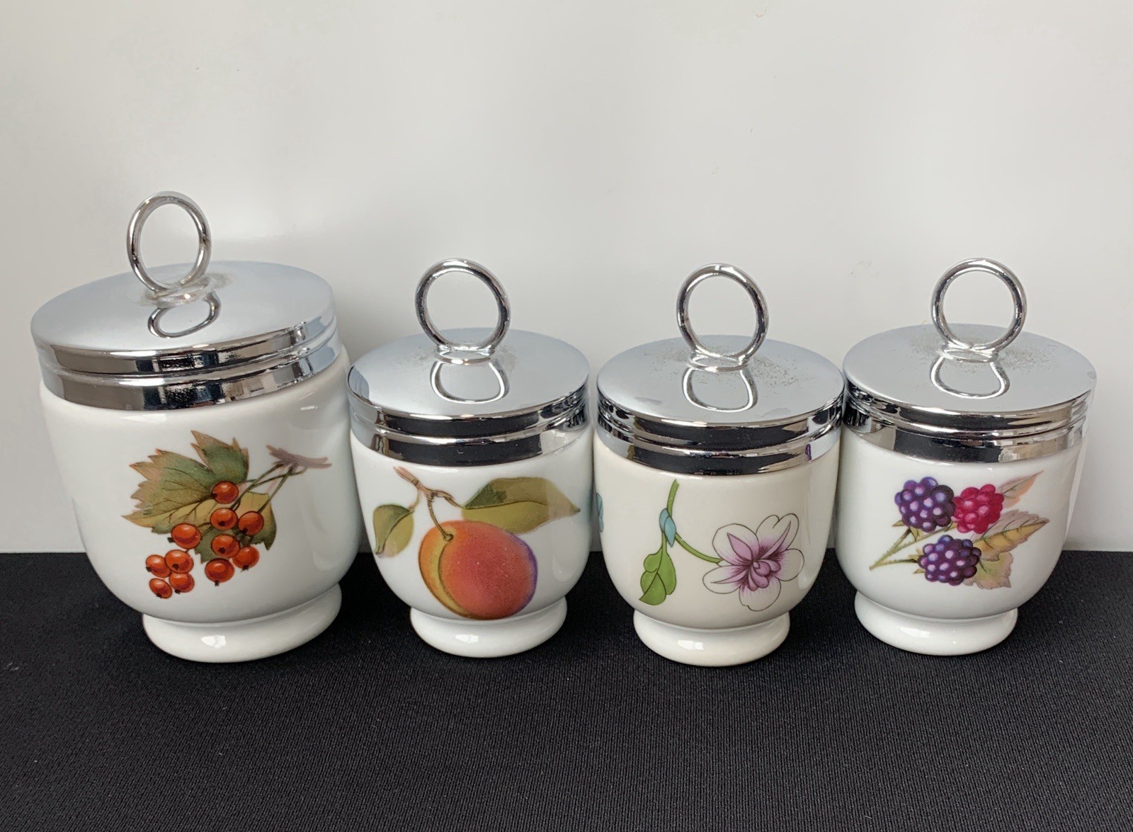 Vintage Royal Worcester Evesham Peach & Berries Rare Astley King Egg Coddler Lot