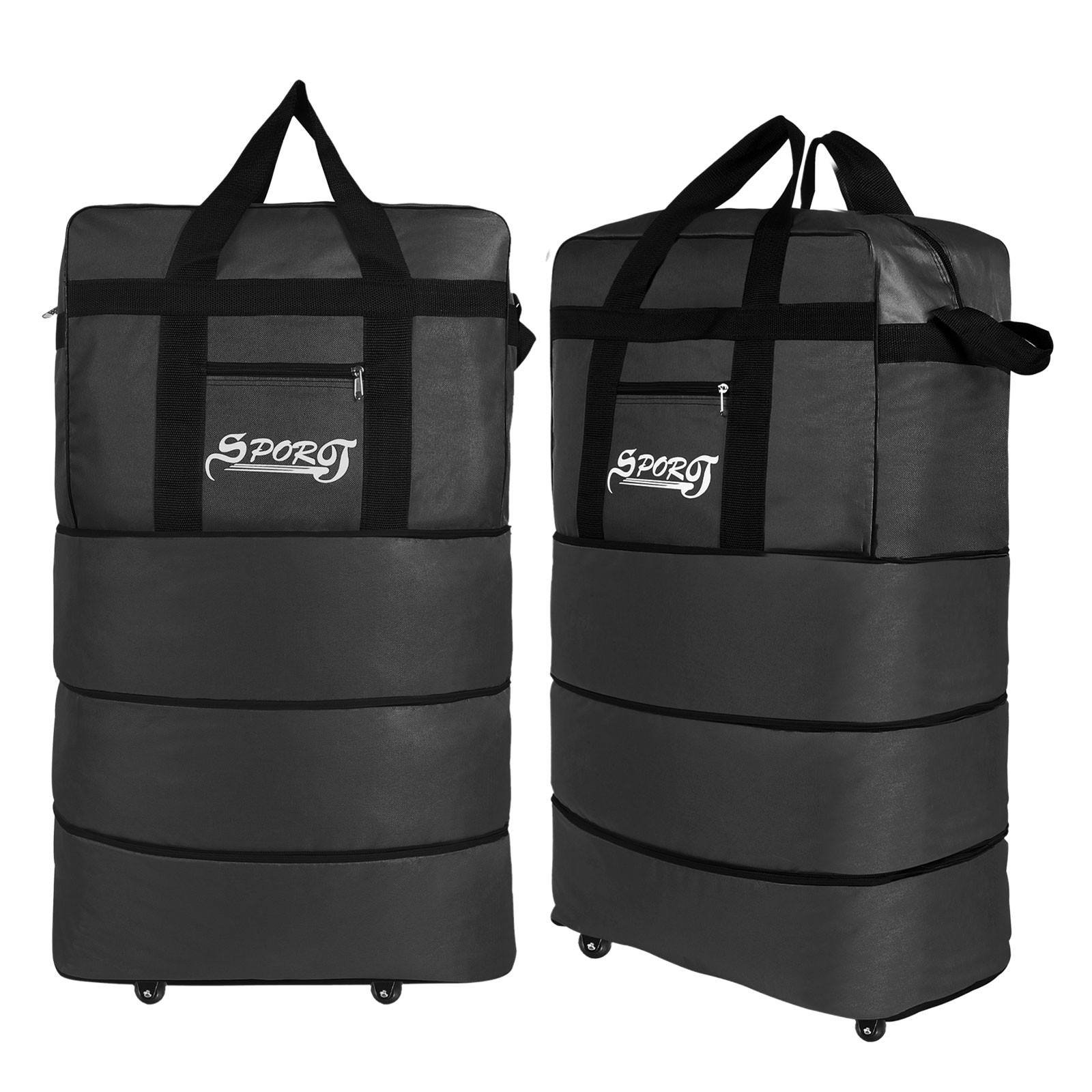 34"/40" Expandable Rolling Duffel Bag Suitcase Collapisible Wheeled Luggage Bag