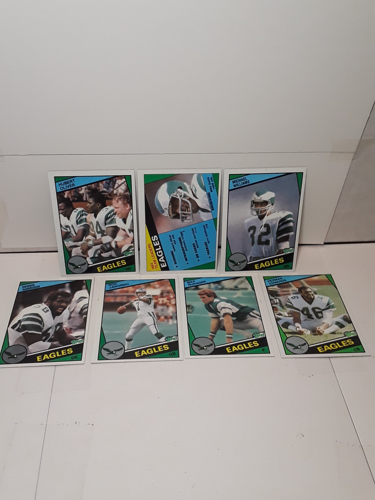 Lot of 7 1984 Topps Football Philadelphia Eagles R.Jaworski,H.Edwards,D.Harrison