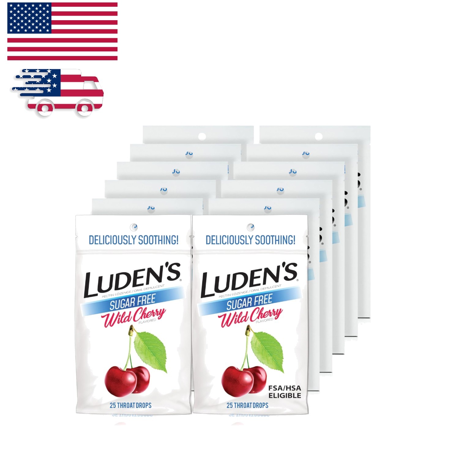 Fast-Acting Sugar Free Wild Cherry Relief Drops - 12 Resealable Bags, 25 Drops