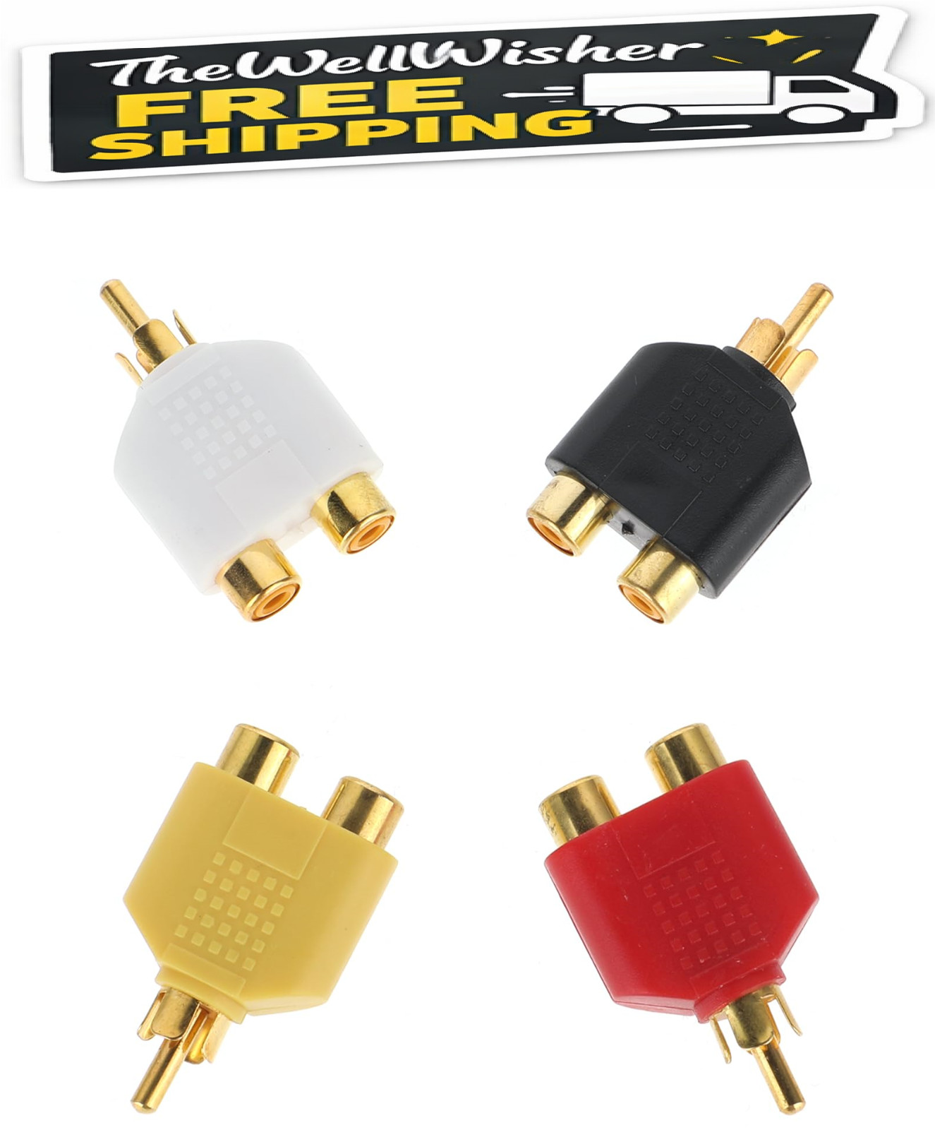 4pcs RCA Y Splitter Adapter – 1M to 2F & 2F to 1M Audio/Video Cable