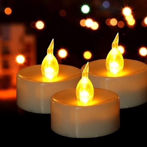 Flameless LED Tea Lights Canadles: Battery Tea Lights, 100 Pack Warm Yellow