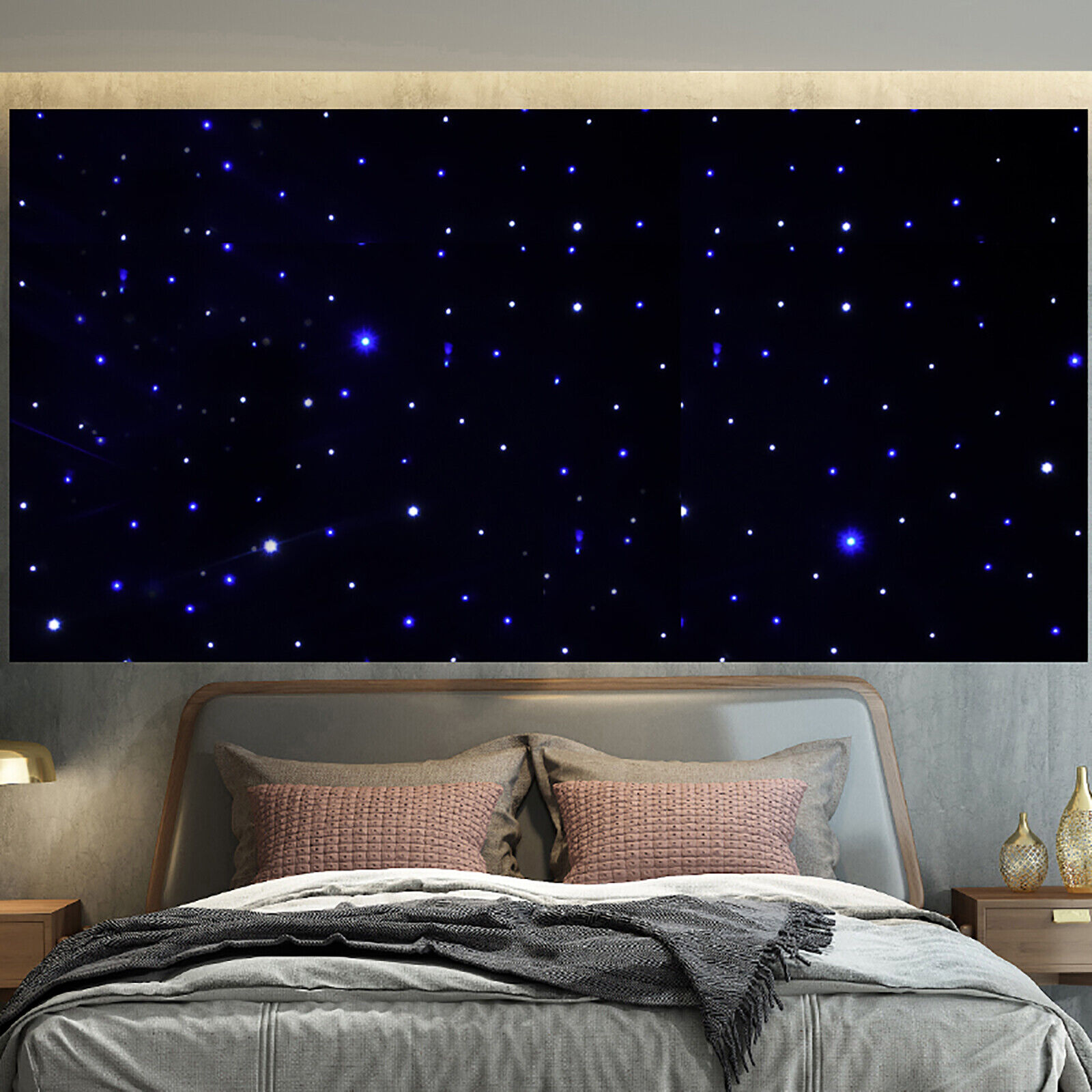 LED Star Stage Backdrop Curtain White & Blue Starlight Sky Background w/ Remote