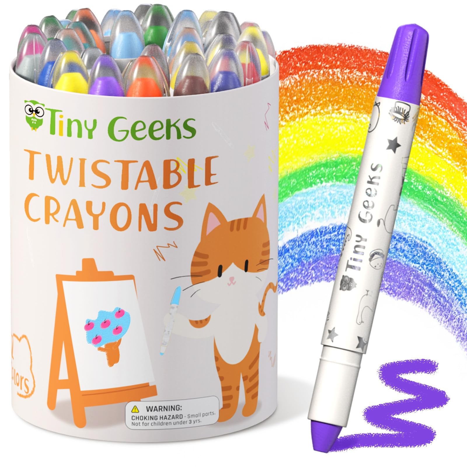24 Twistable Crayons - Non Toxic, Washable Crayons for Toddlers, Kids Ages 3-8 -