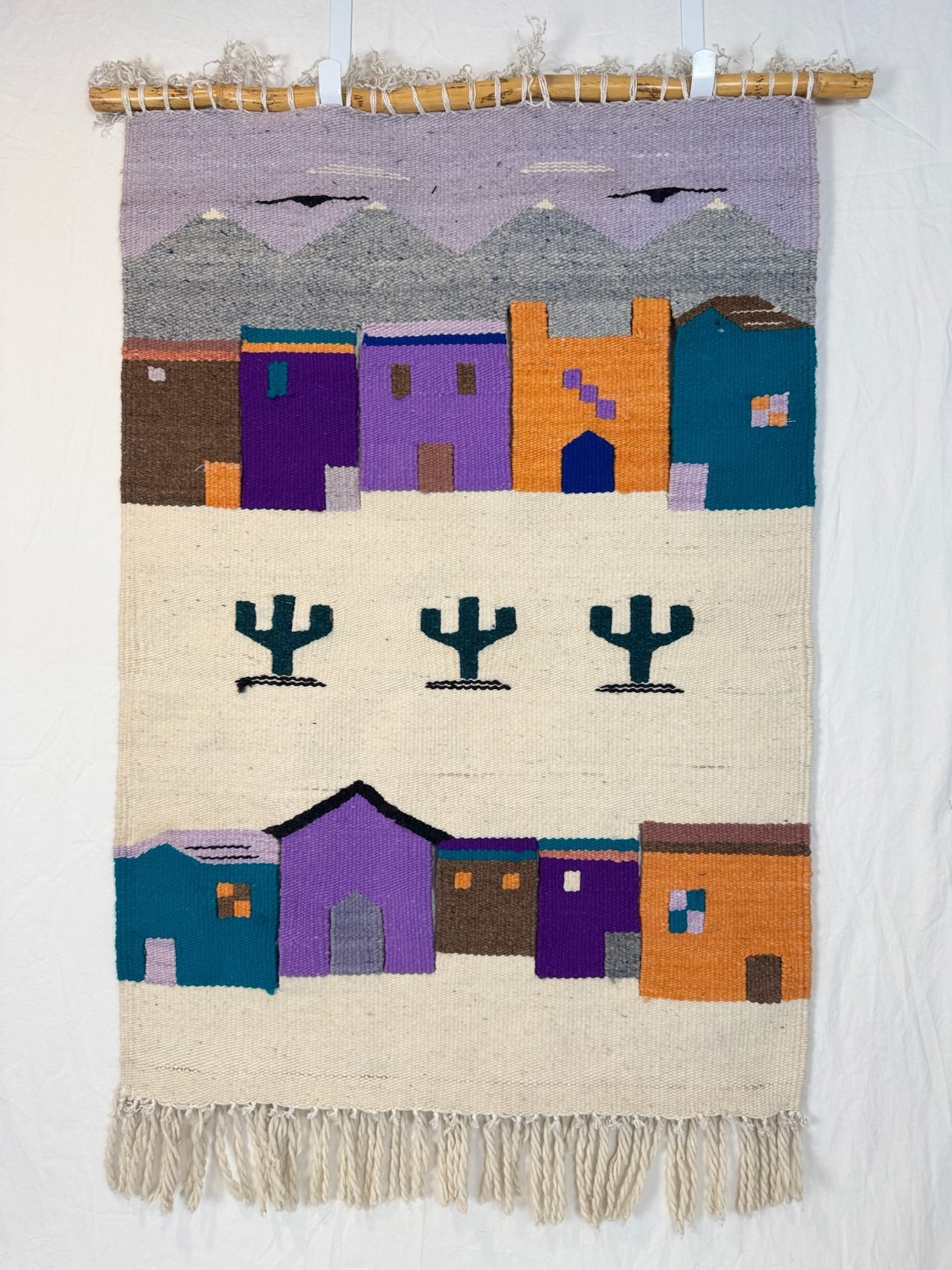 Vtg Artisans Southwest Tapestry Hanging Hand Woven Art High Desert Mountains