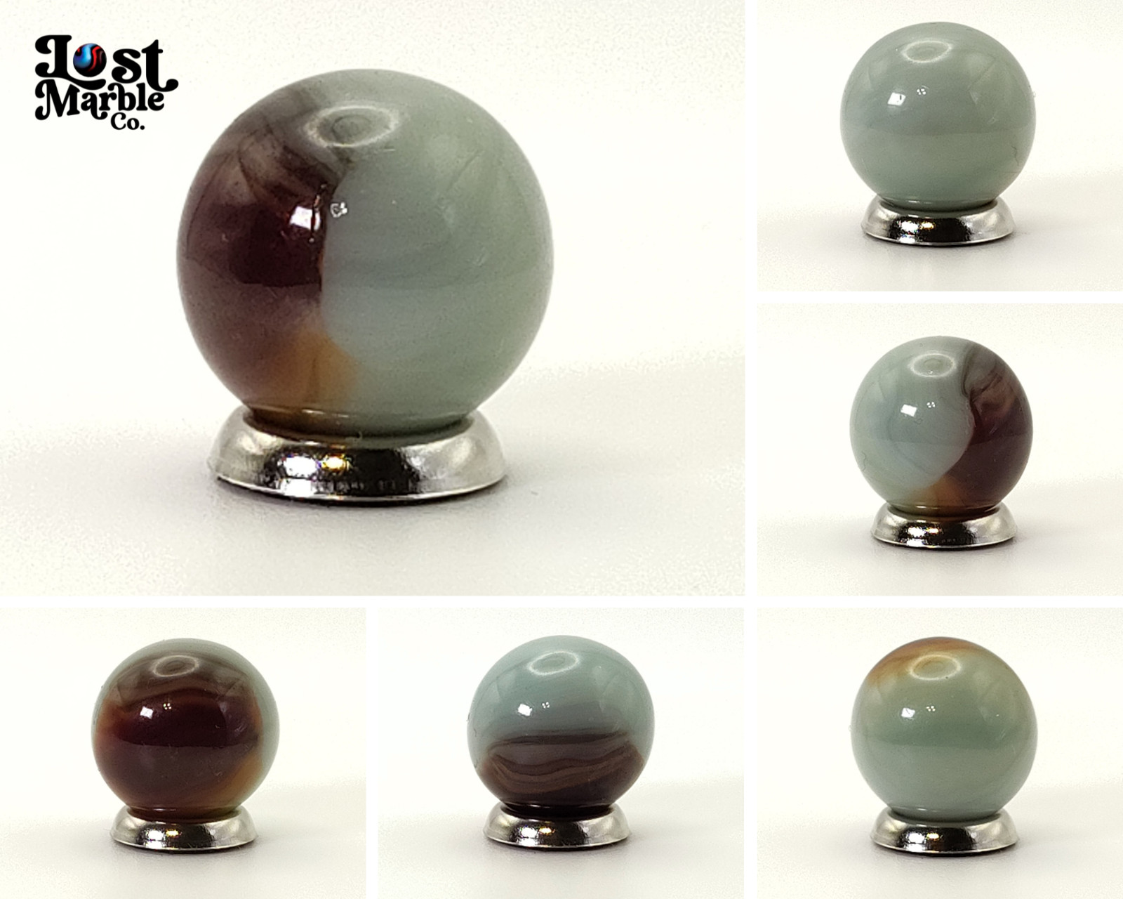 5/8" Akro Agate Patch Marble Oxblood & White NM+