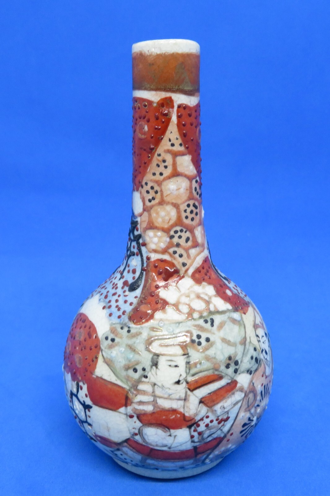 Japanese Satsuma vintage Victorian Meiji Period oriental antique bottle vase I