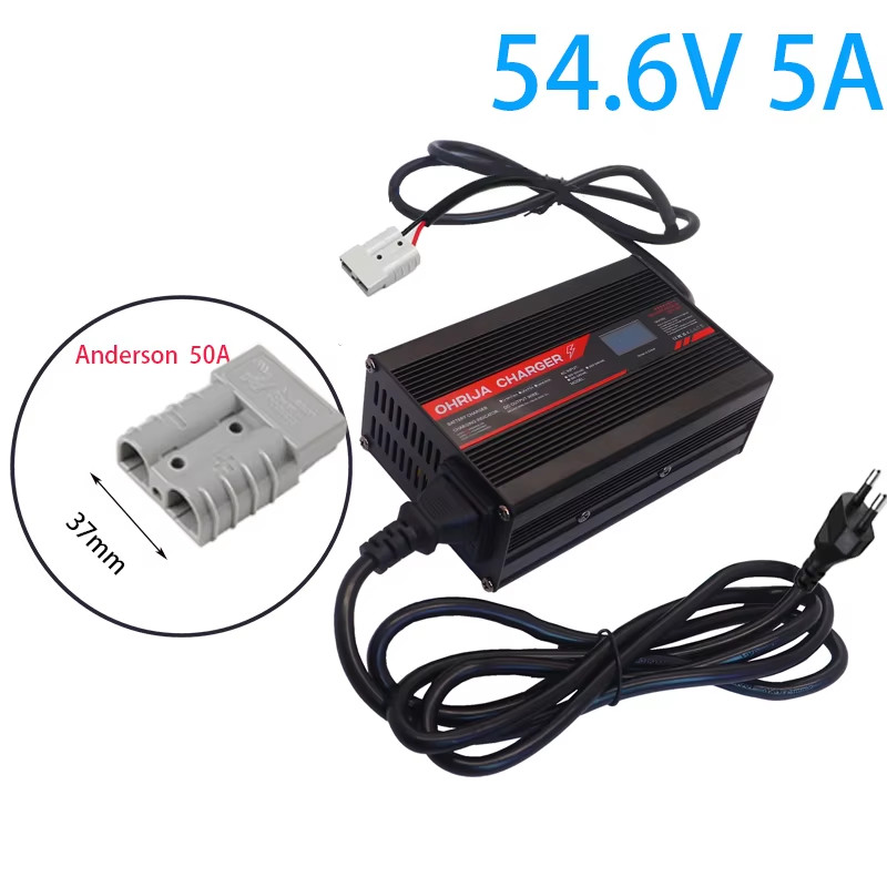 54.6V 5A Charger Smart Aluminum Case Is Suitable for 13S 48V OLED Dispay Li-Ion 