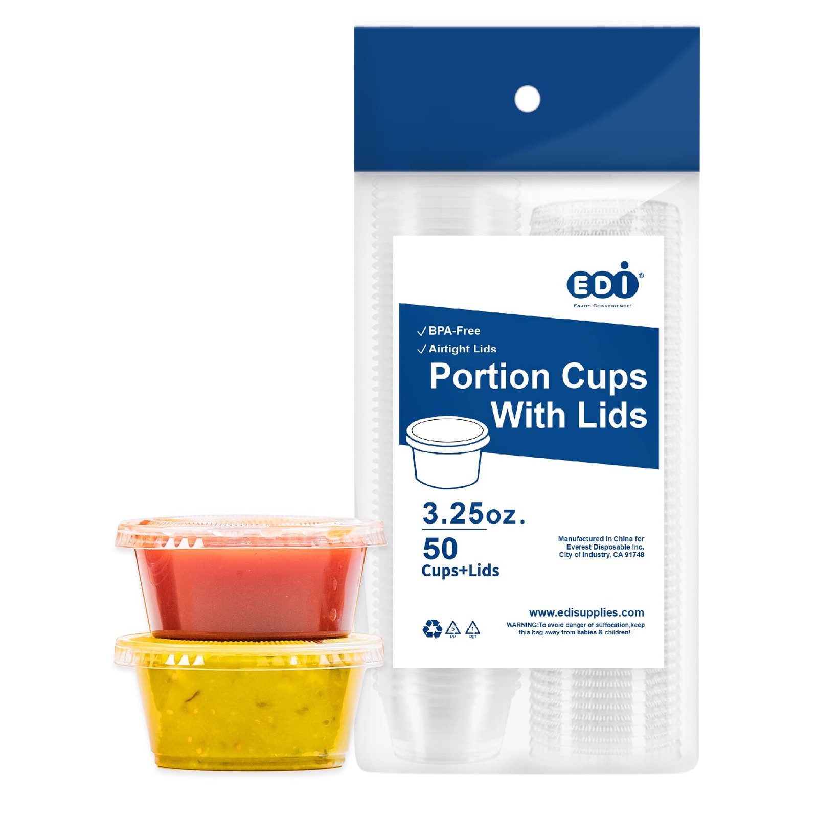 EDI Clear Disposable Plastic Portion Cups with 50 Count (Pack of 1), 