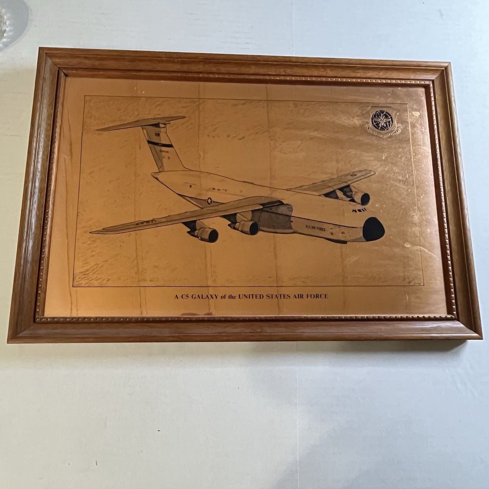 Cotswold Etchings C5 Galaxy USAF Framed Copper Wall Decor