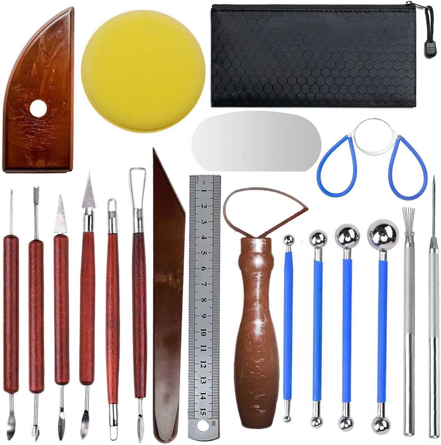 Clay Sculpting Tools,20Pcs Pottery Tools Kit, Polymer Clay Tools,Pottery Ribs, A