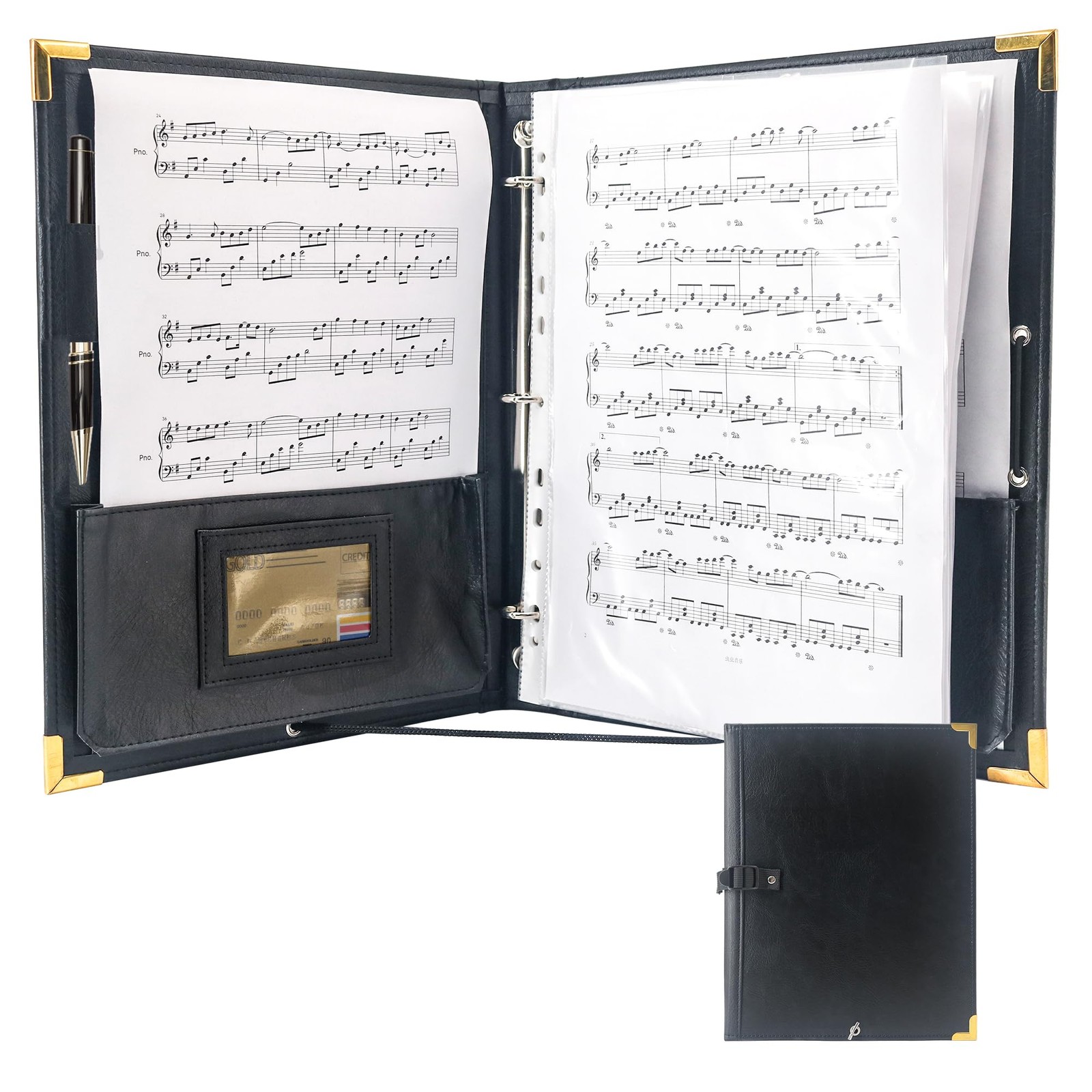 GraduatePro Sheet Music Choir Folder Black, 3 Rings Binder Pack of 1, Black 