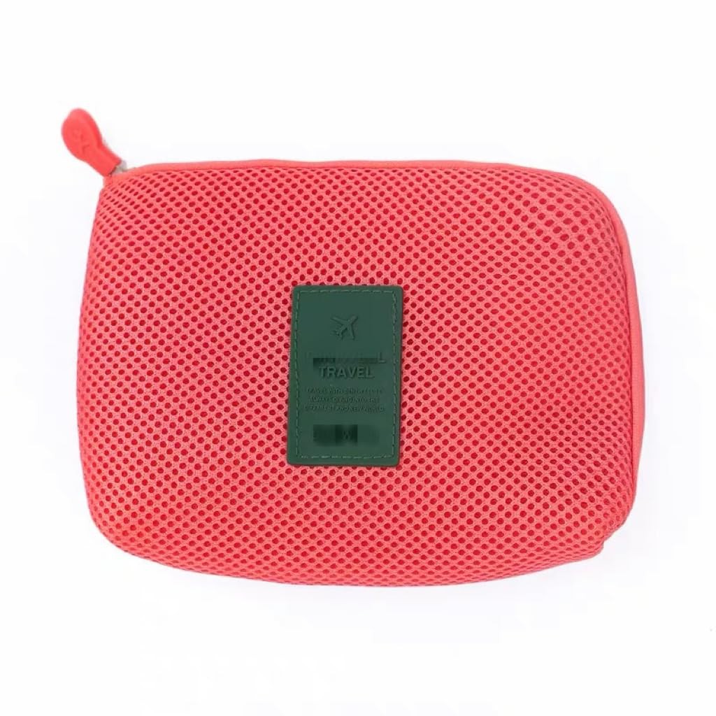 Portable Data Cable Storage Bag，Earphone Wire Organizer Case Travel red 