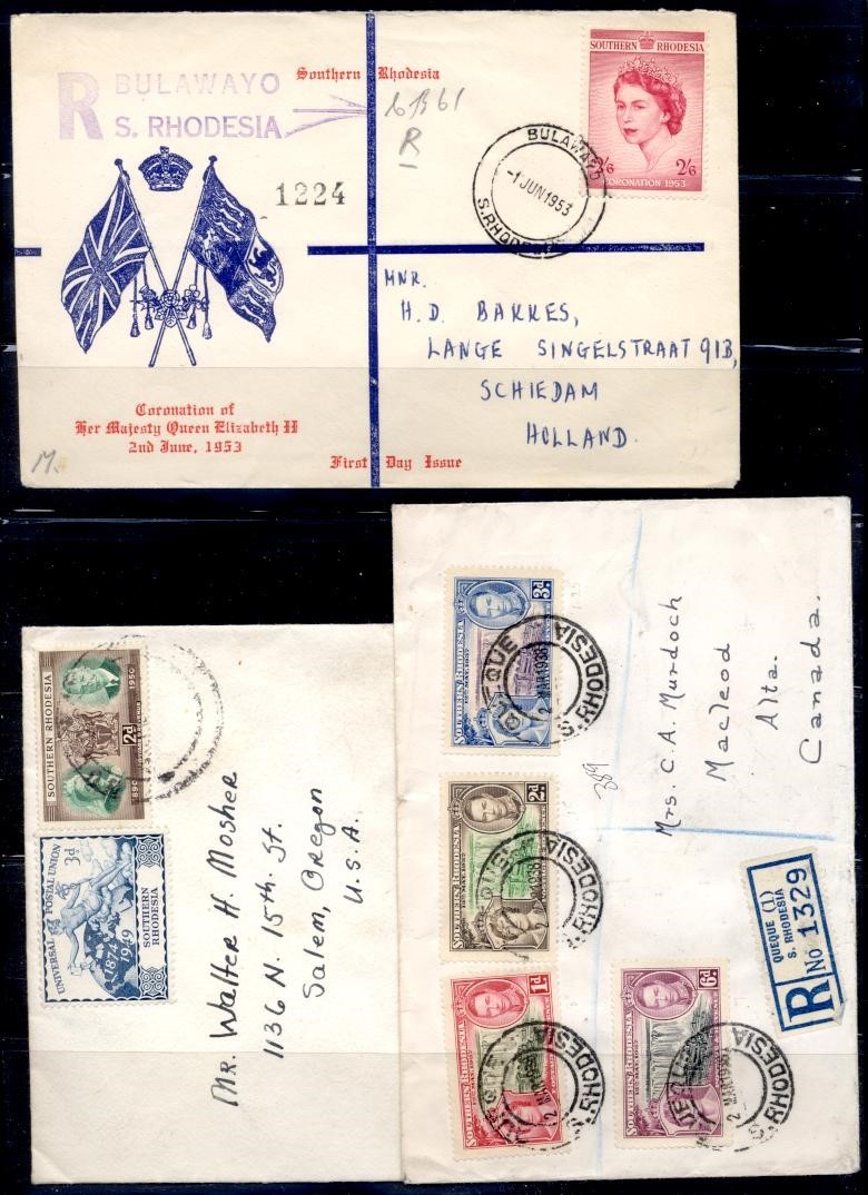 SOUTHERN RHODESIA SEL OF 4 DIFF 1930's-50's COVERS ABROAD
