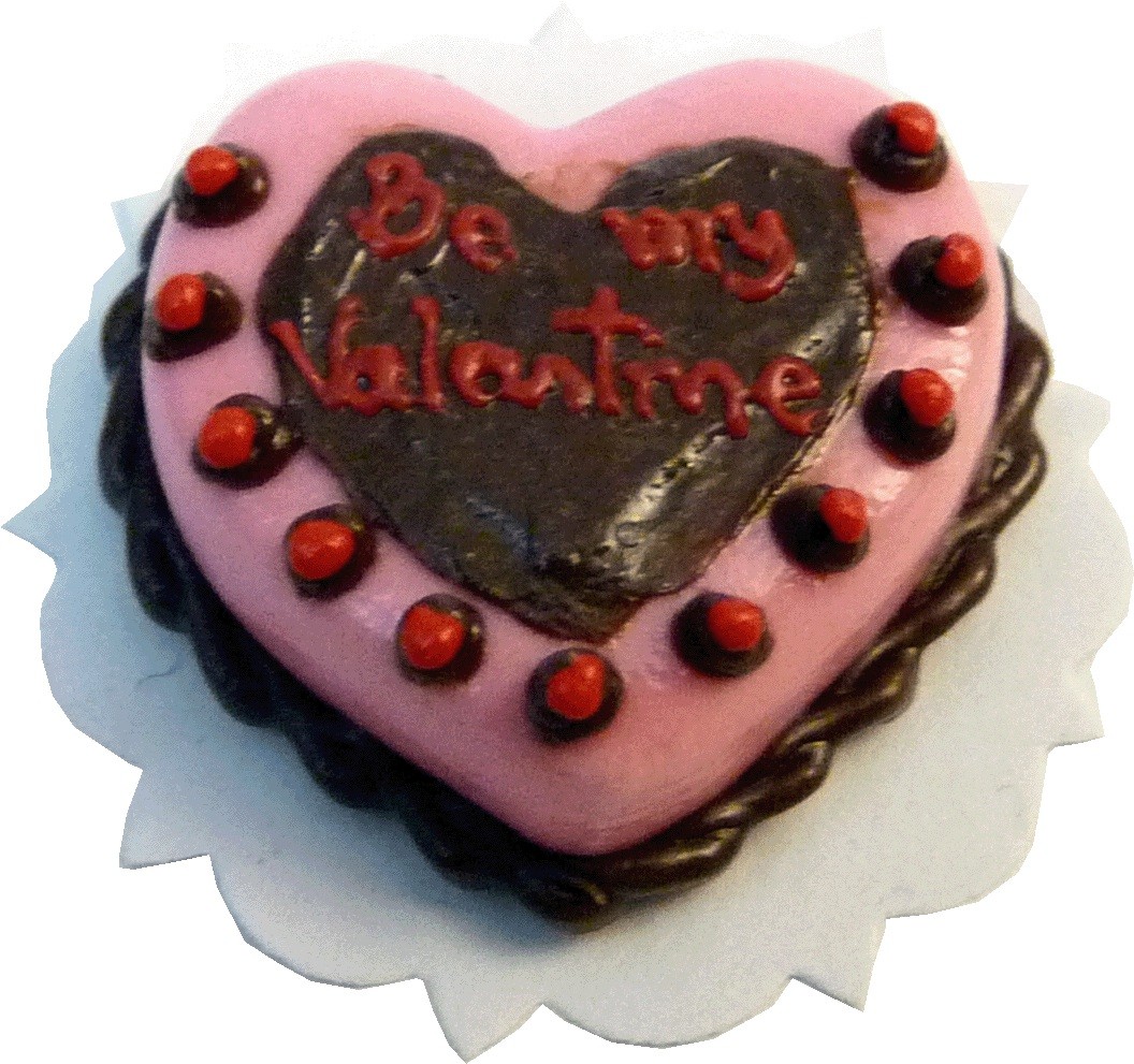 Dollhouse Pink Chocolate Valentine Cake 1:12 Scale Miniature Dessert Food