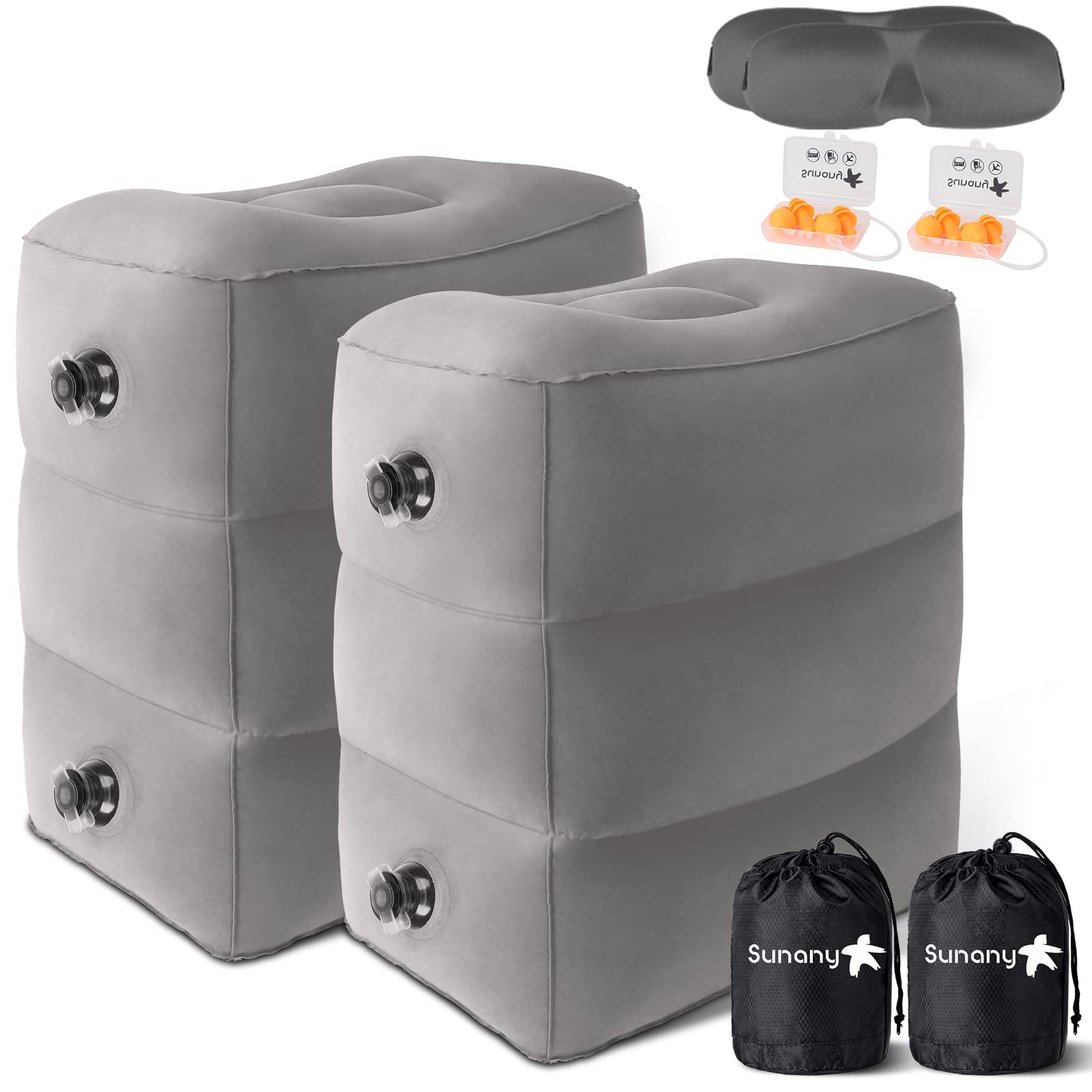 Inflatable Travel Foot Rest Pillow, Airplane Bed for Kids and Toddler, Adjust...