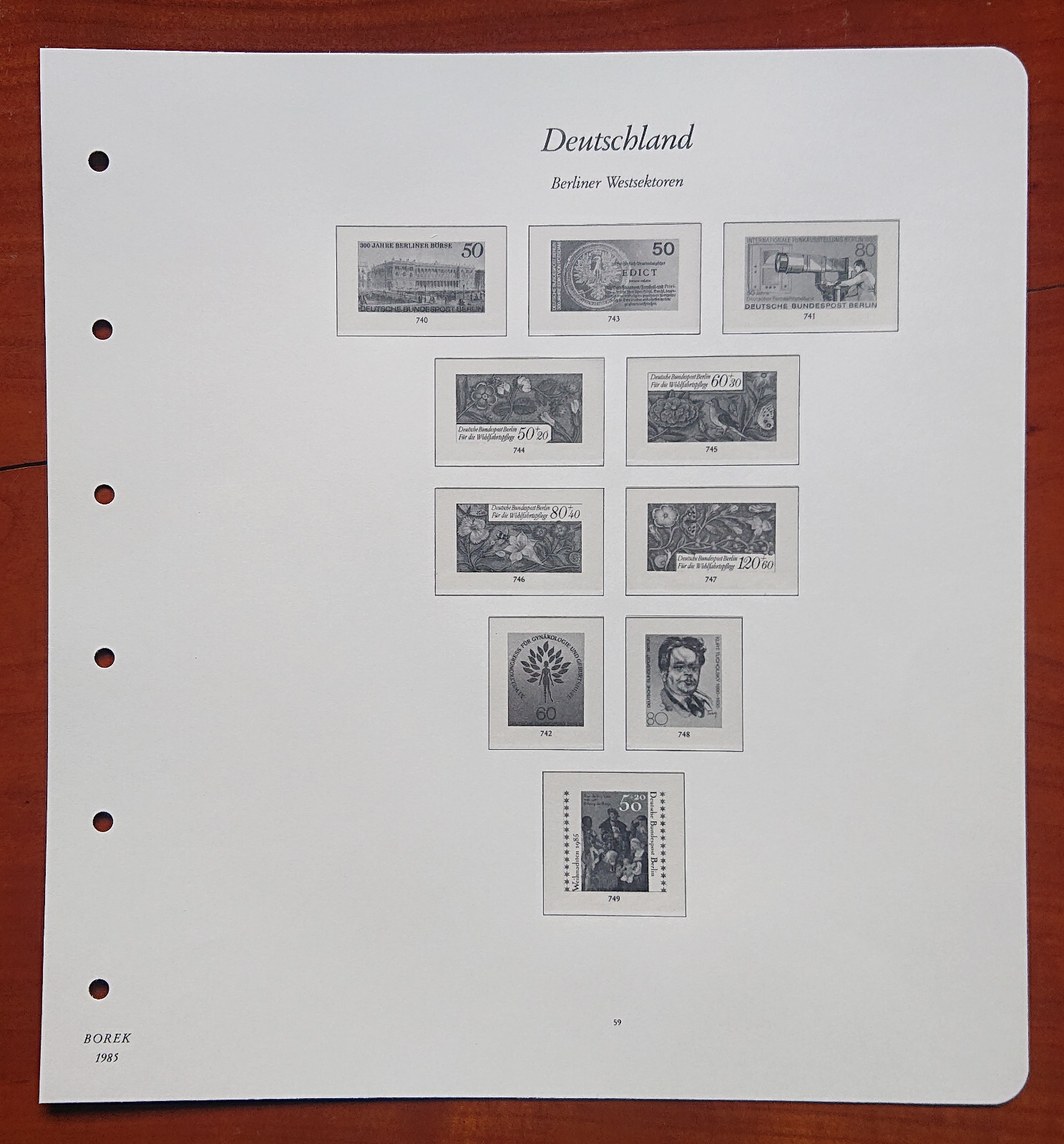 Vordruckblatt Germany Berlin Westsektoren Borek 1985 S.S.59 Welfare Nature