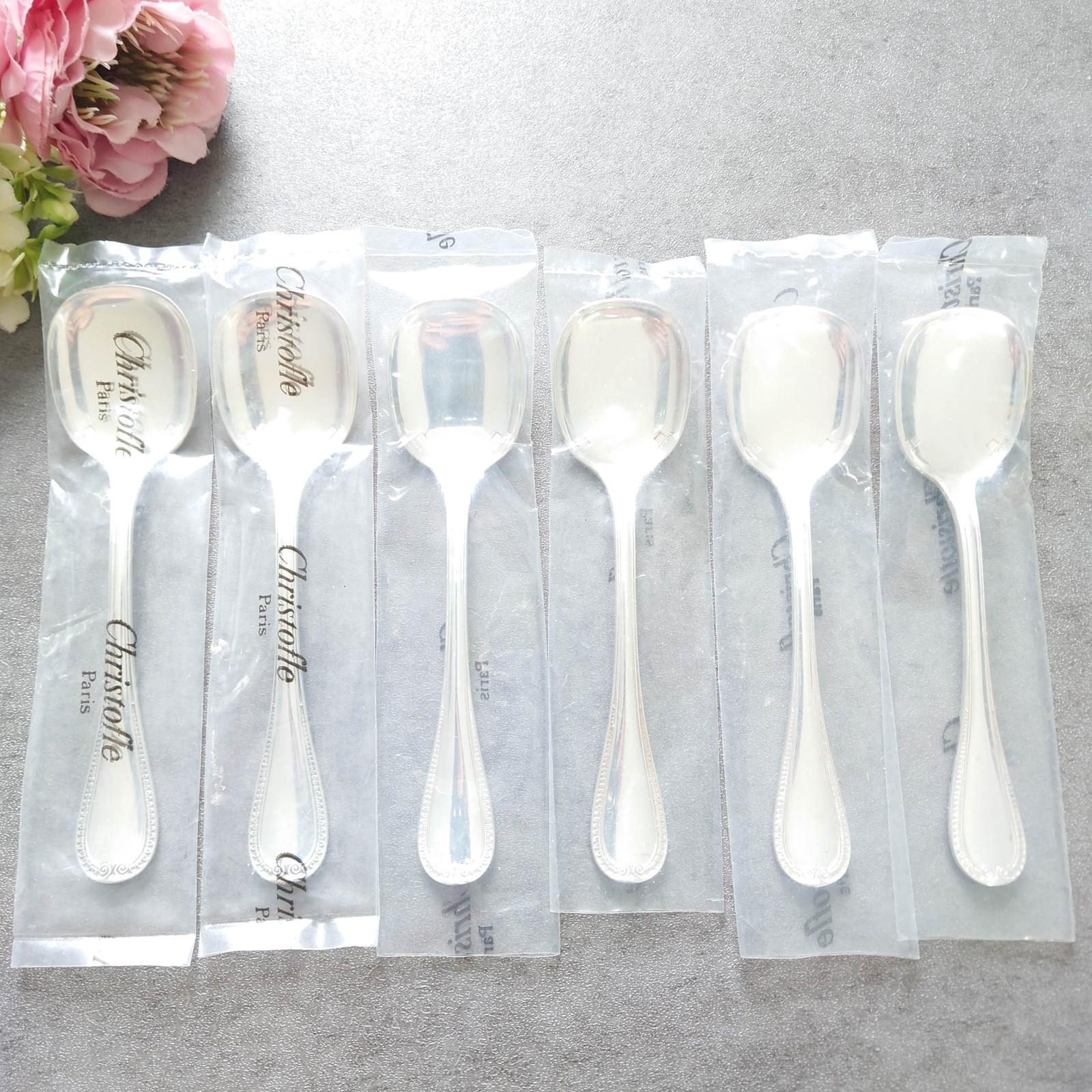 Christofle Malmaison 6pcs Silverplate Icecream Spoon Excellent