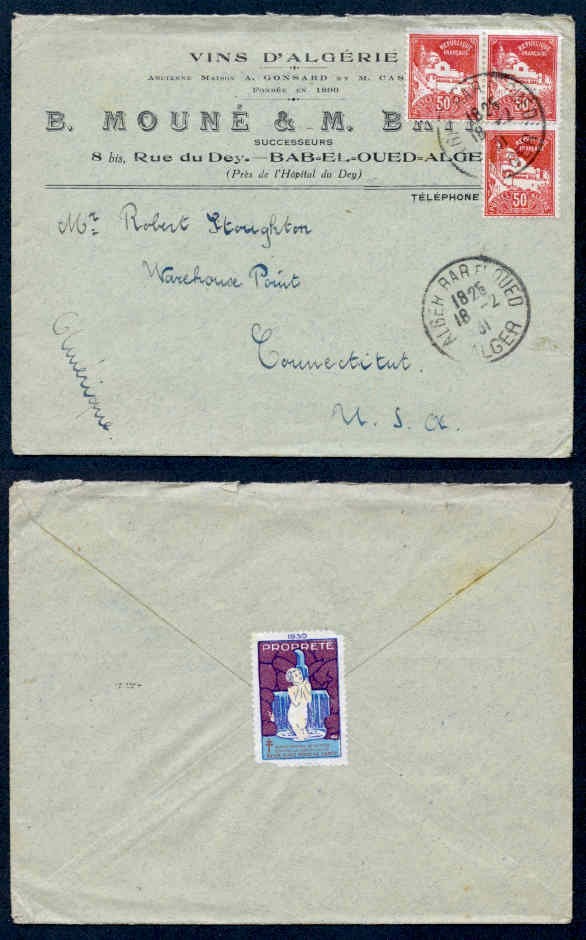 ALGERIA 1931 ADV TO USA