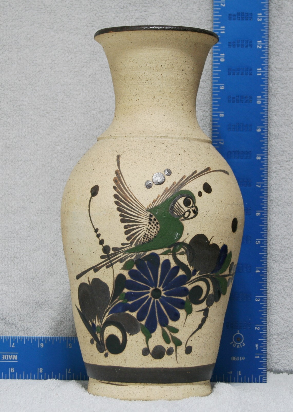 Tonala Parrot Bird Vase Mateos Collectible Pottery Jalisco Mexico