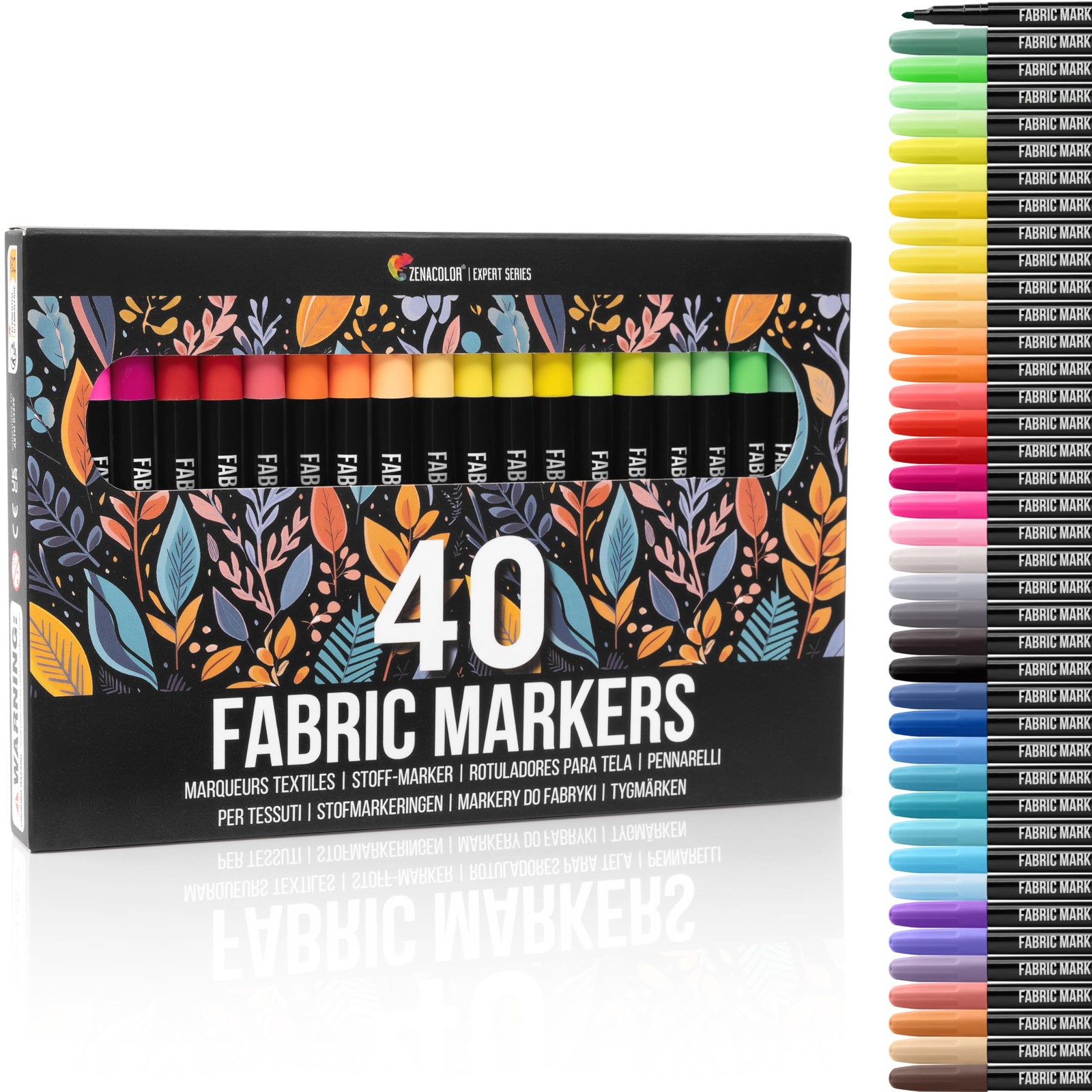 40 Fabric Markers Pens Set - Non Toxic, Indelible and Permanent Fabric Paint ...
