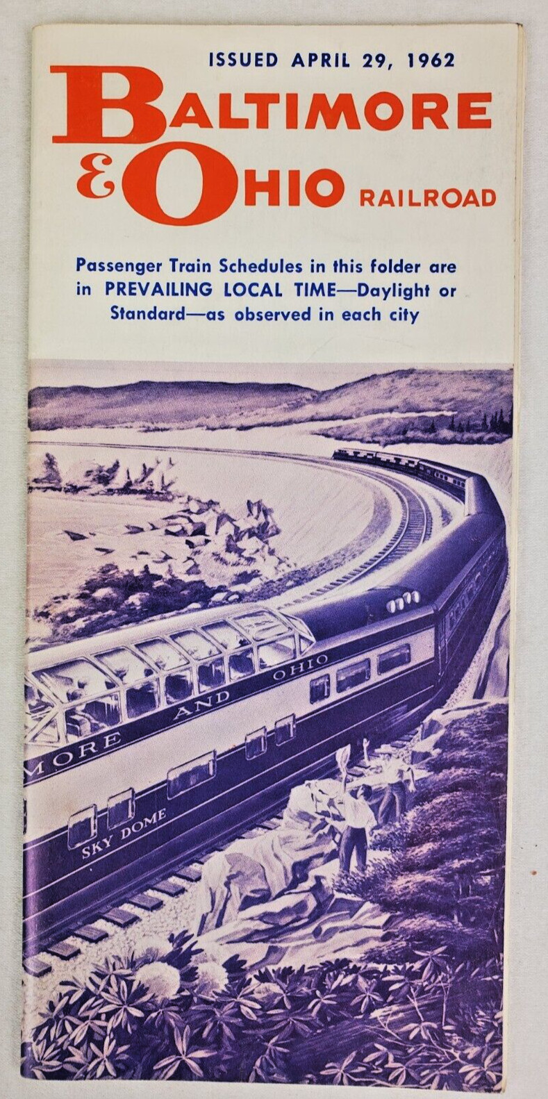 1964 Baltimore & Ohio Railroad Passenger Train Schedule 8 5/8" High Near Mint