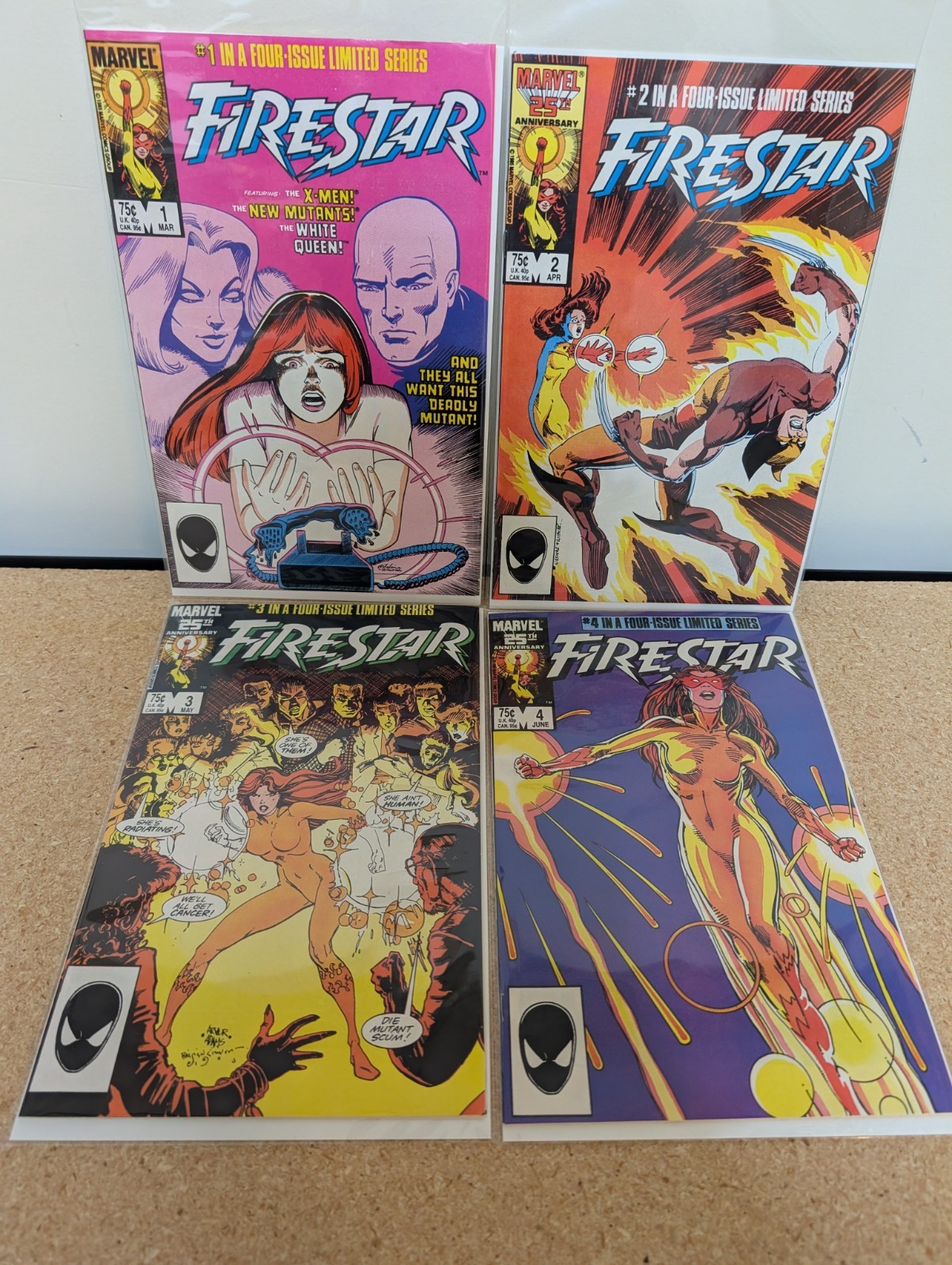 Firestar #1 2 3 4 Marvel 1985 Comic Set 1-4 Complete Mini Series X-Men VF/NM