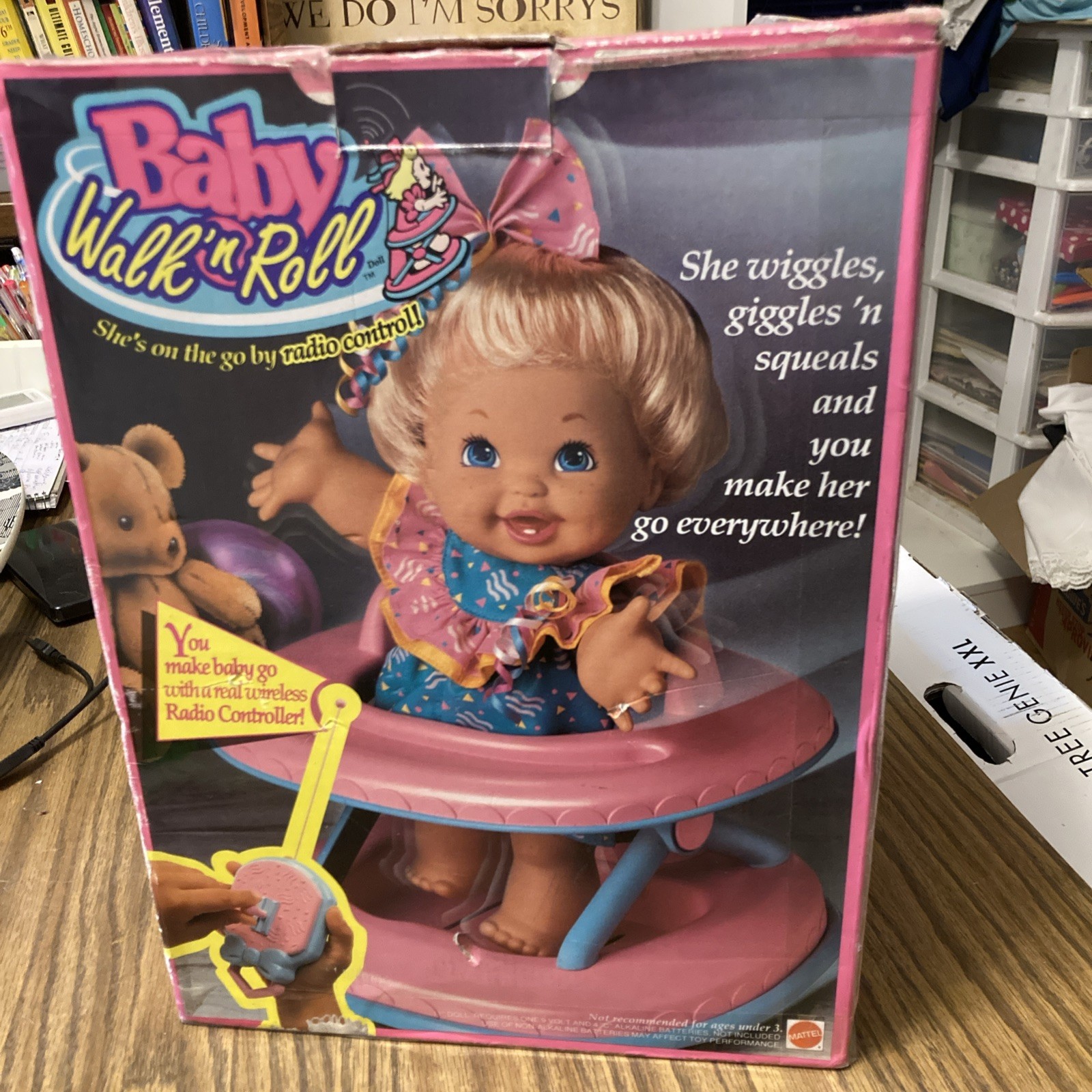 Vtg Original 1992 Mattel Baby Walk n Roll - RC Controlled, Wiggles & Giggles NIB