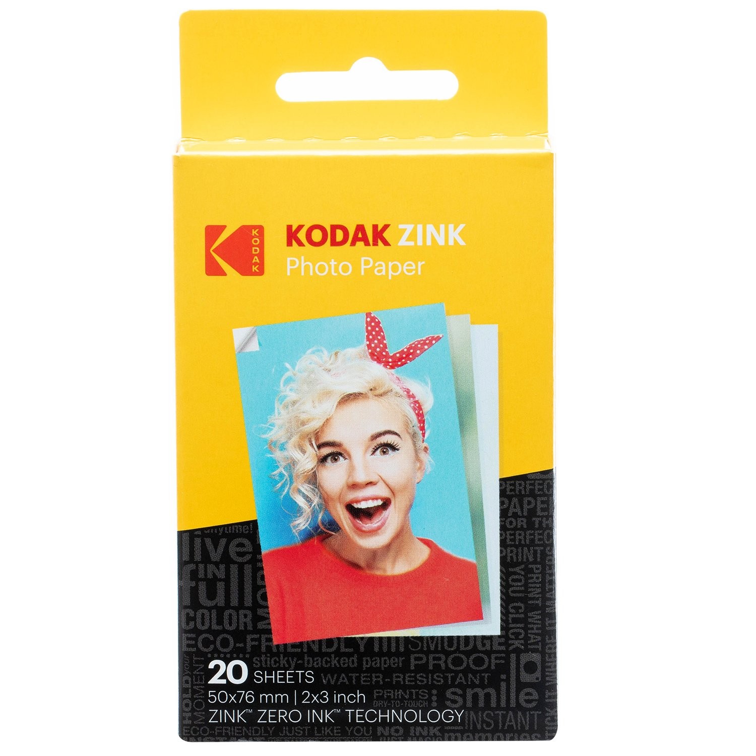 KODAK 2x3 Premium Sticky-Backed ZINK Photo Paper (20 Sheets) - 20 Pack, White 