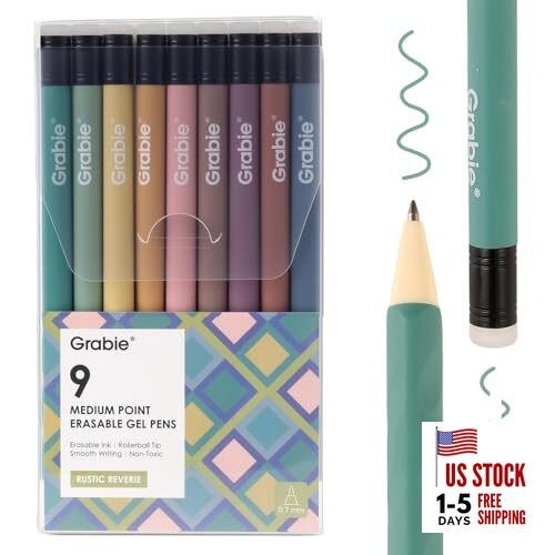  Erasable Gel Pens, 9 Colors Erasable Pens 9 Colors Pens: Rustic Reverie