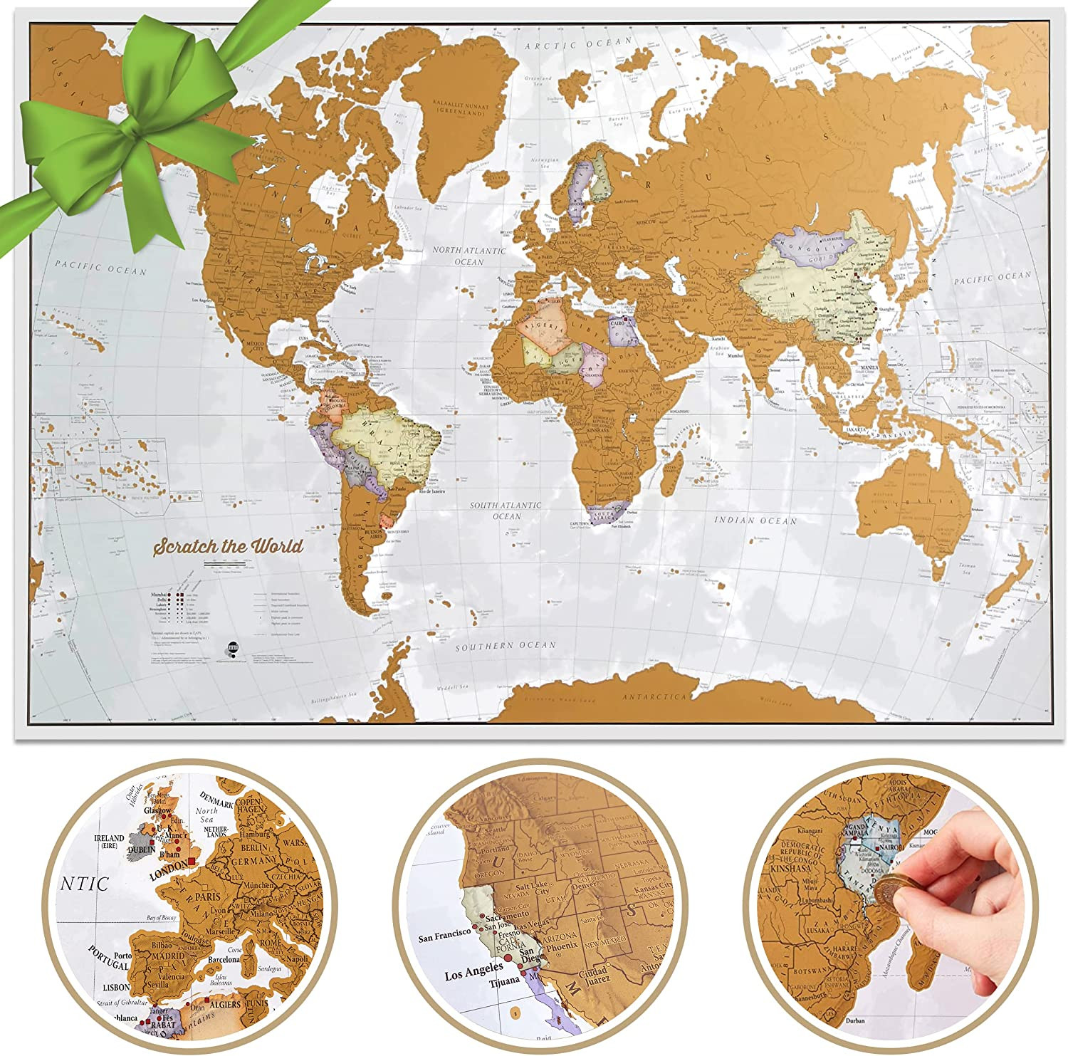 Scratch the World ® Travel Map - Frameable Scratch off World Map Poster - X-Larg