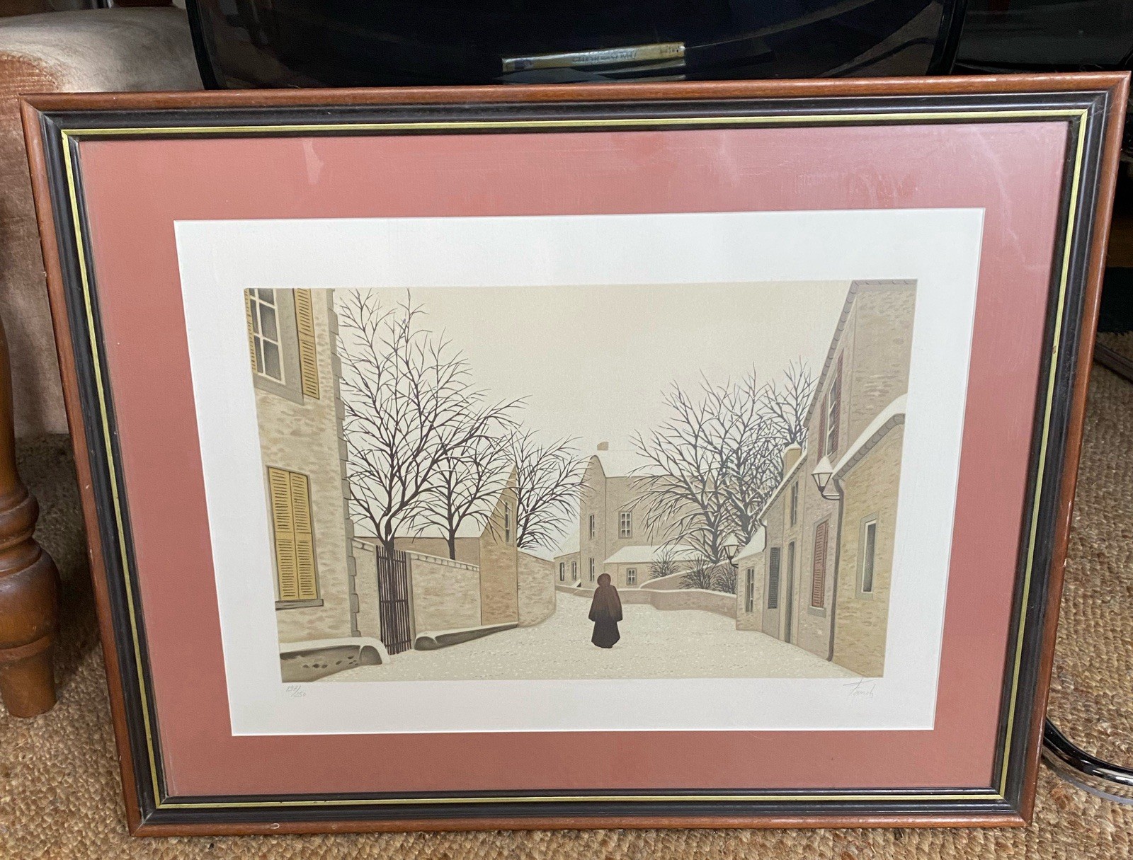 Lithograph Signed Numbered Framed “Ambience d’Hiver” Francois Ledan 192/250
