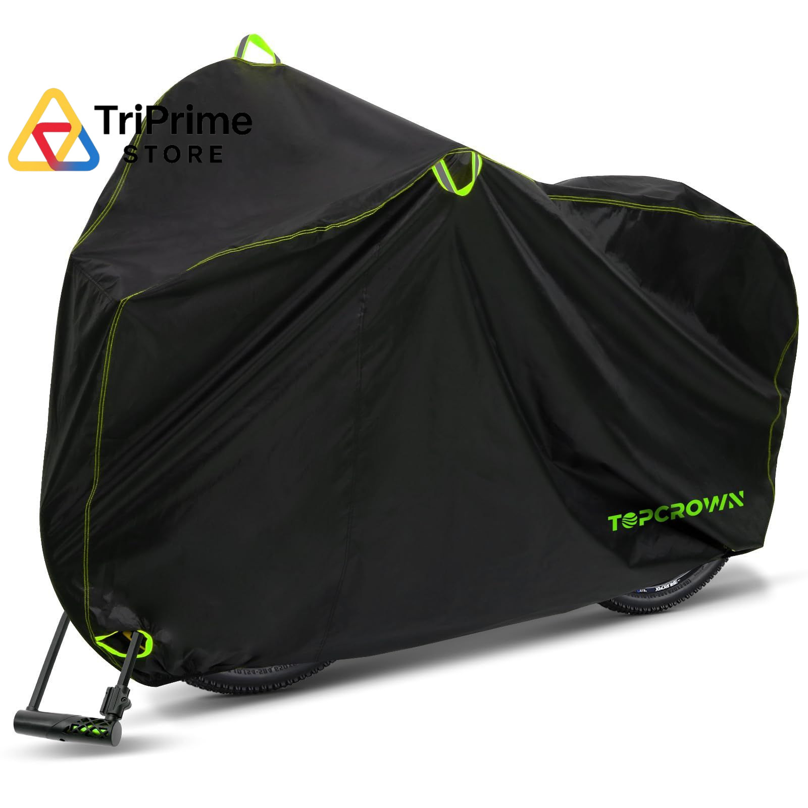 Topcrown Bike Cover Waterproof Outdoor XL Size for 1 bike, 210D Black+Green 