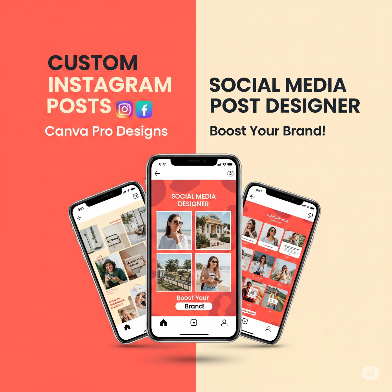 I will design custom Instagram and Facebook posts for your brand using Canva