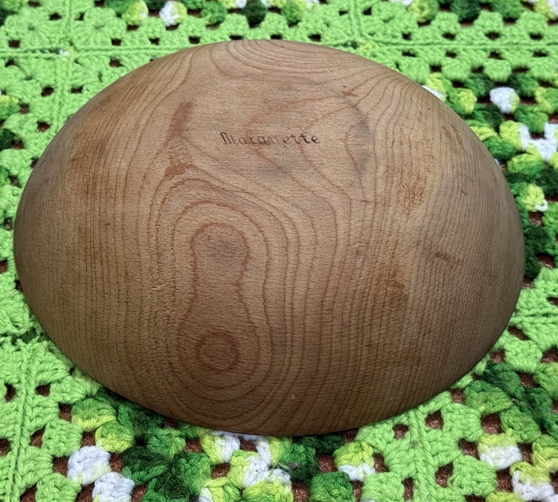 Vintage marquette bowl Wooden Dough Bowl Rustic Farmhouse Primitive Decor