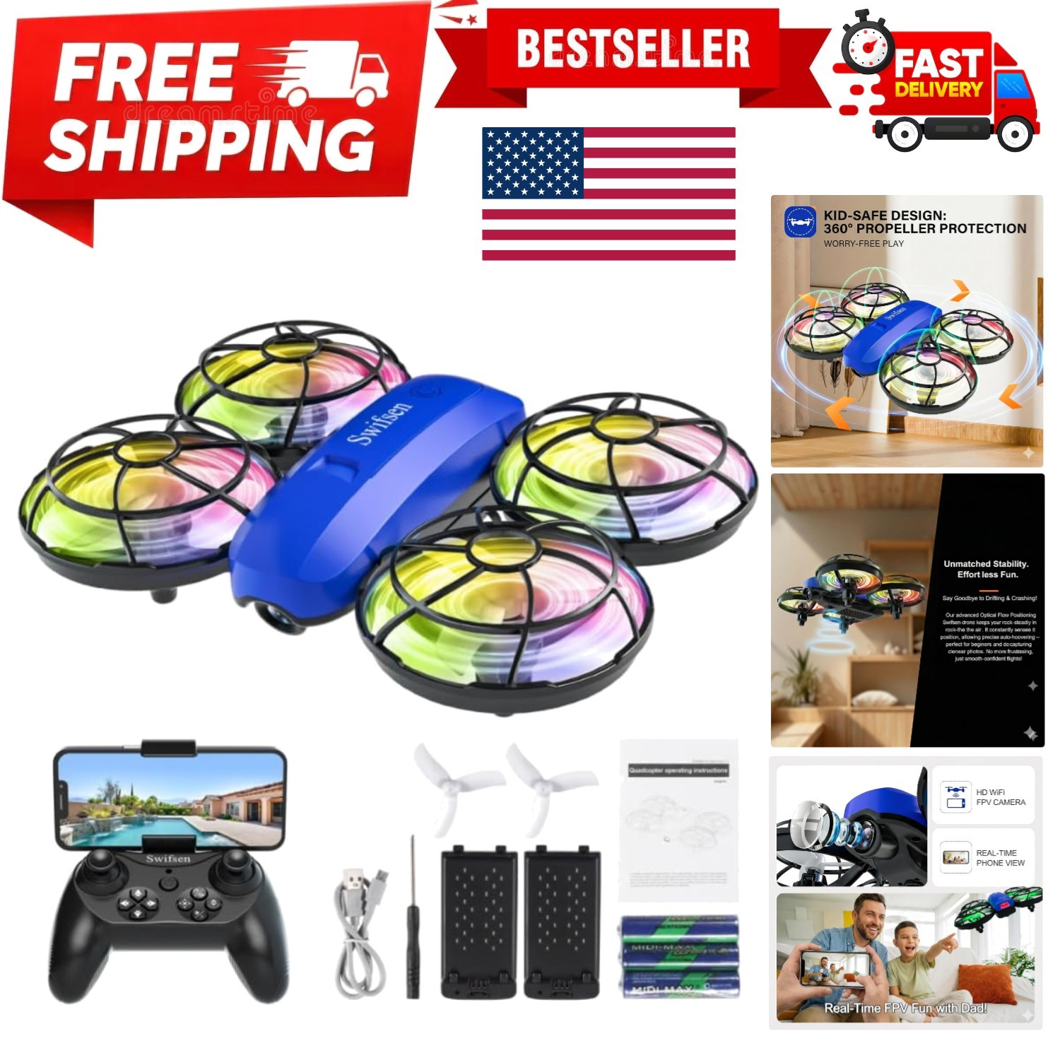 Drones for Kids with Camera,Rc Drone Indoor Small Helicopter,Birthday Gifts f...