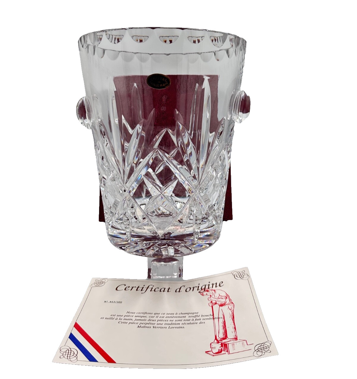 Vintage Champagne Bucket Crystal Cut Lorraine/Table Art SIGNED GLASS