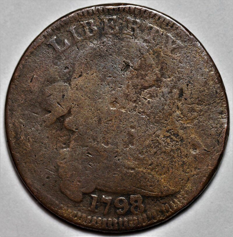 1798/7 Draped Bust Large Cent - Damage - US 1c Copper Coin