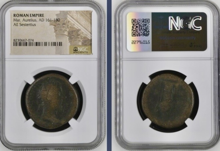 Emperor Marcus Aurelius Sestertius 161AD-180AD NGC Genuine Ancient Roman Coin